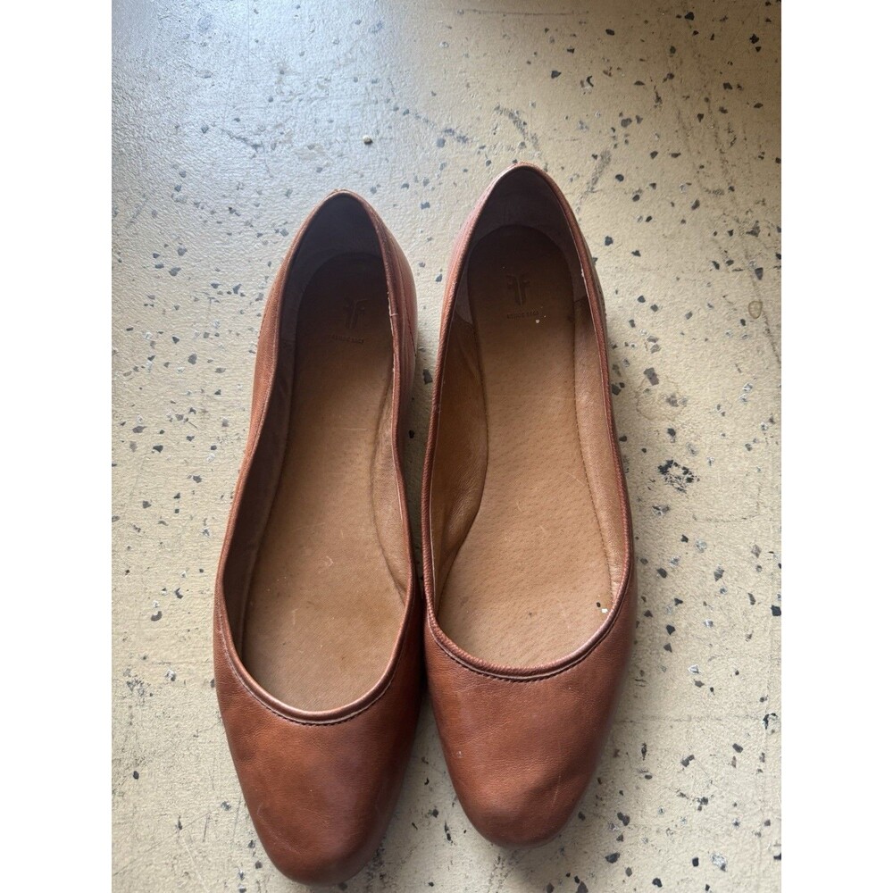 Frye Carson Leather Ballerina Flats in Cognac Size 9.5M US - Picture 4 of 7